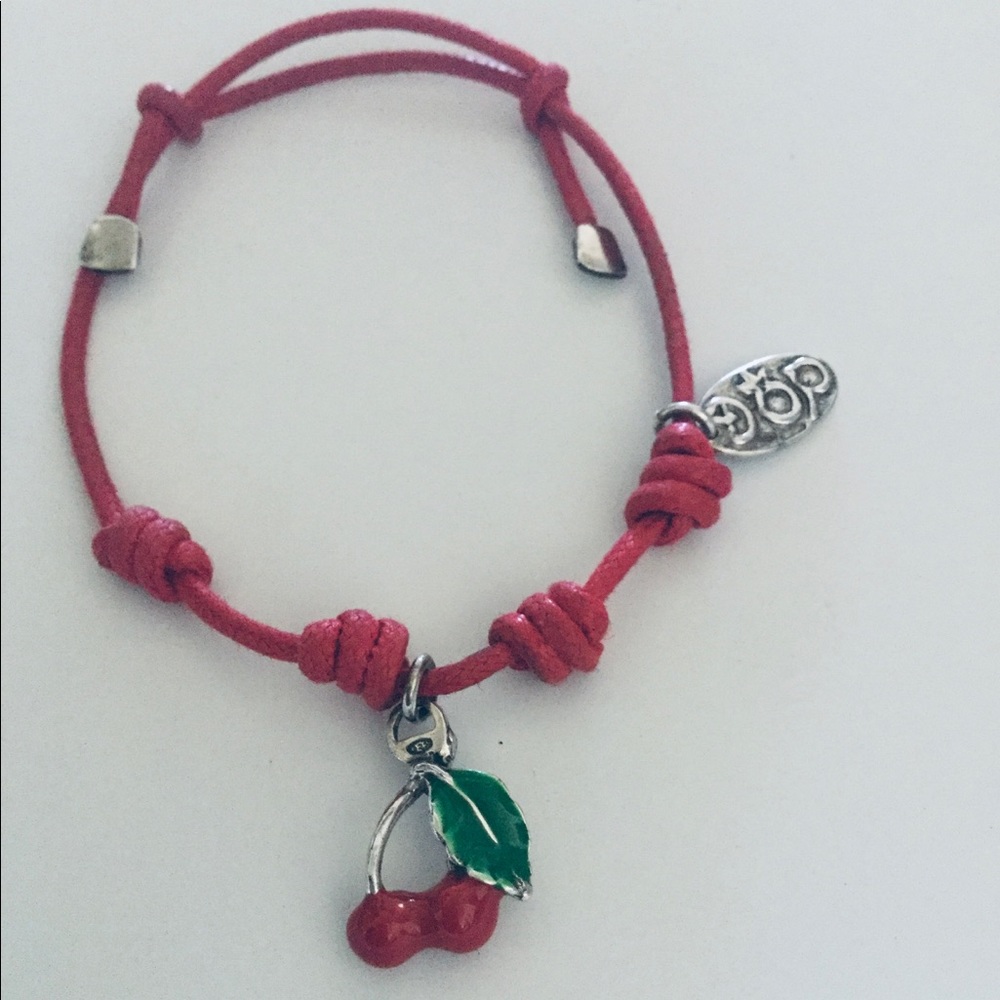 GIOIELLI STERLING SILVER ENAMEL CHERRY RED CORD BRACELET NEW